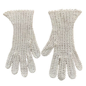 Vintage Hand Made Crochet Cotton Gloves Ladies Daytime Formal Church Wedding OS